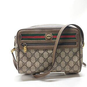 Authentic Gucci Vintage Shoulder Bag Sherry Line Brown PVC mn345-013026